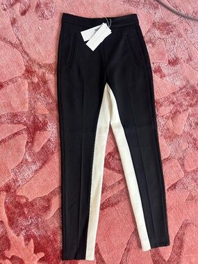 STELLA MCCARTNEY SAVANNAH TWO TONE WOOL BLEND CRÊPE SKINNY PANTS